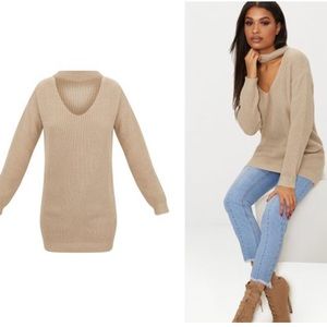 PrettyLittleThing Choker Oversized Stone Sweater
